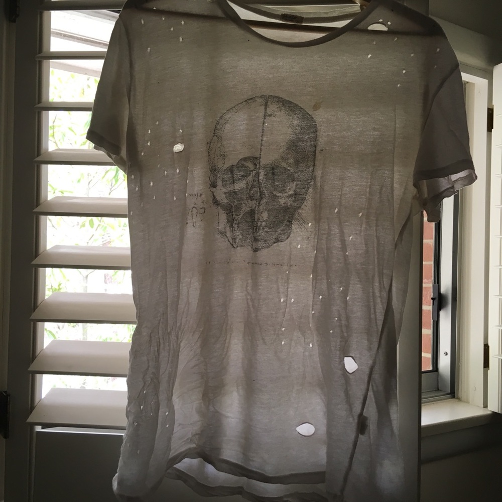 Brandy melville skull sheer thin distress tee